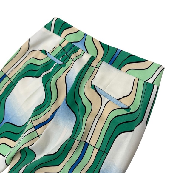 Marella By Max Mara Addirsi Trouser Women's US 10 Bright Green Crepe Geo Print - Picture 12 of 16